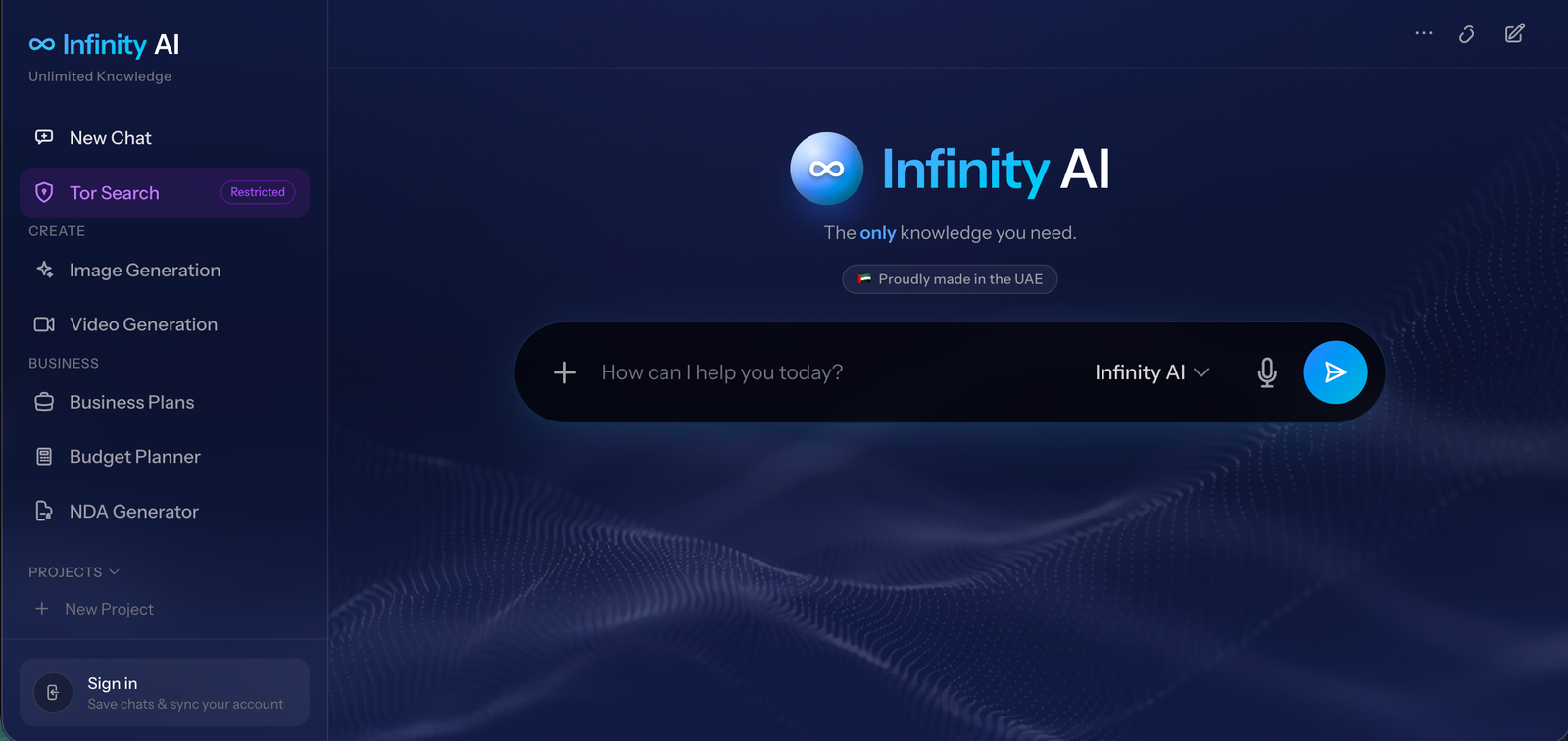 Infinity AI clearnet interface